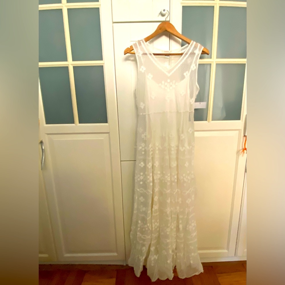 Bridal FAIRY TALE! New SUNDANCE vintage inspired embroidered mesh Maxi Dress
